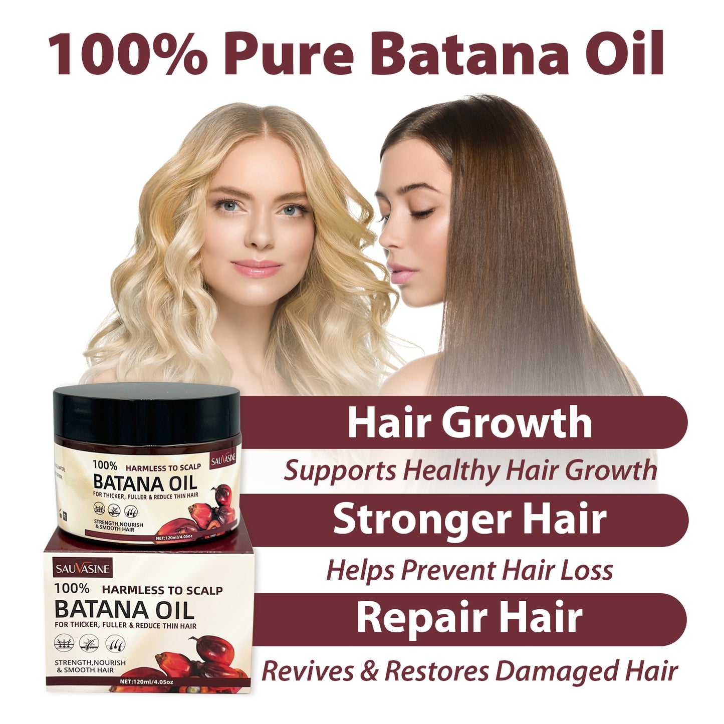 100% Pure Batana Oil Cream – Soft & Smooth Hair Moisturizer for Dry, Damaged Hair and Scalp