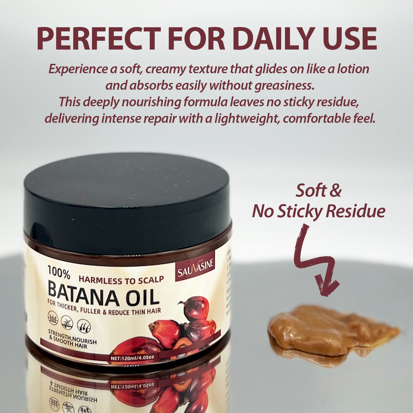 100% Pure Batana Oil Cream – Soft & Smooth Hair Moisturizer for Dry, Damaged Hair and Scalp