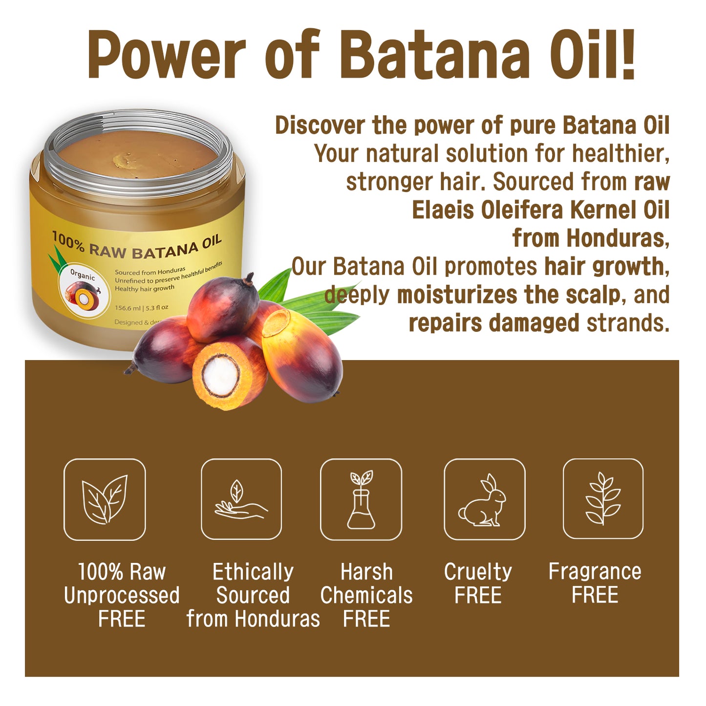 100% Raw Batana Oil by Dr. Sebi for Hair Growth 5.3oz