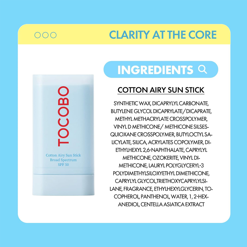 Tocobo Cotton Airy Sun Stick SPF 50 0.67 oz