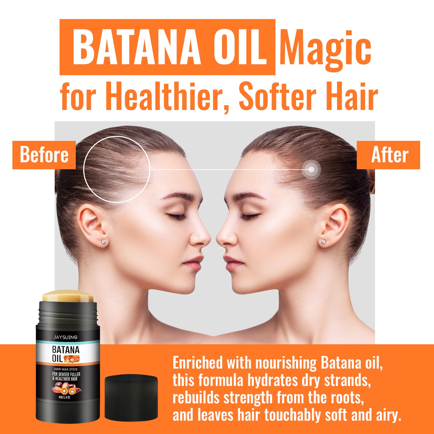 Batana Oil Hair Wax Stick – Nourishing Slick Stick for Edges & Frizz, Strong Hold, 1.4oz