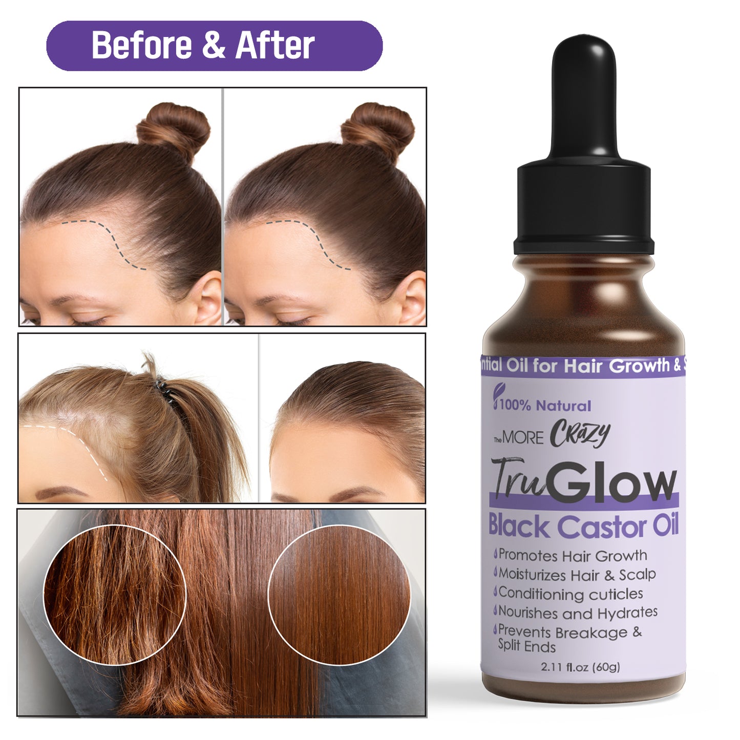 TruGlow 100% Pure Hair Growth Oil 2.11oz