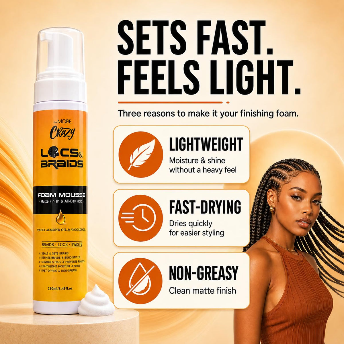 TheMore Crazy Locs & Braids Foam Mousse 8.45 fl oz /250 mL