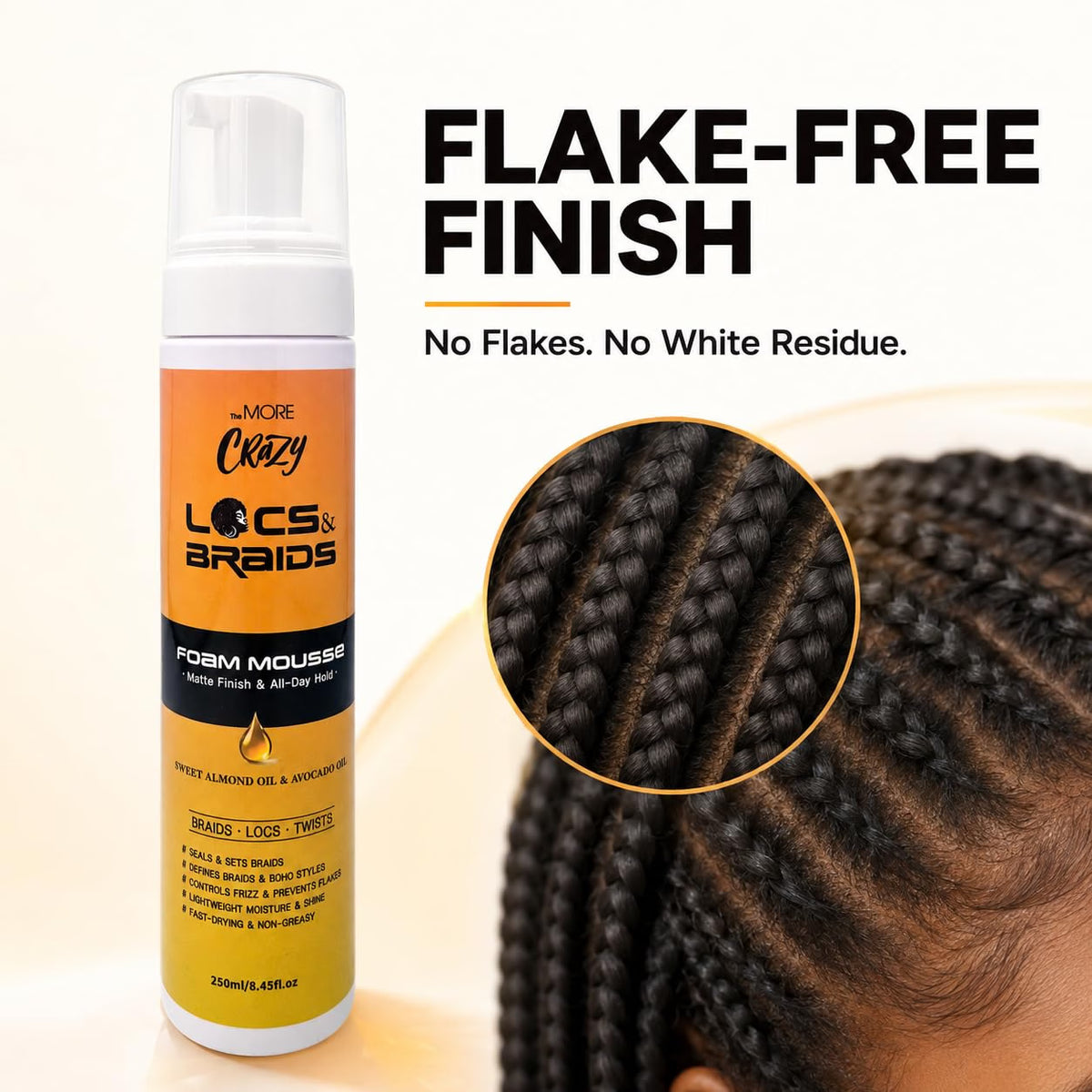 TheMore Crazy Locs & Braids Foam Mousse 8.45 fl oz /250 mL