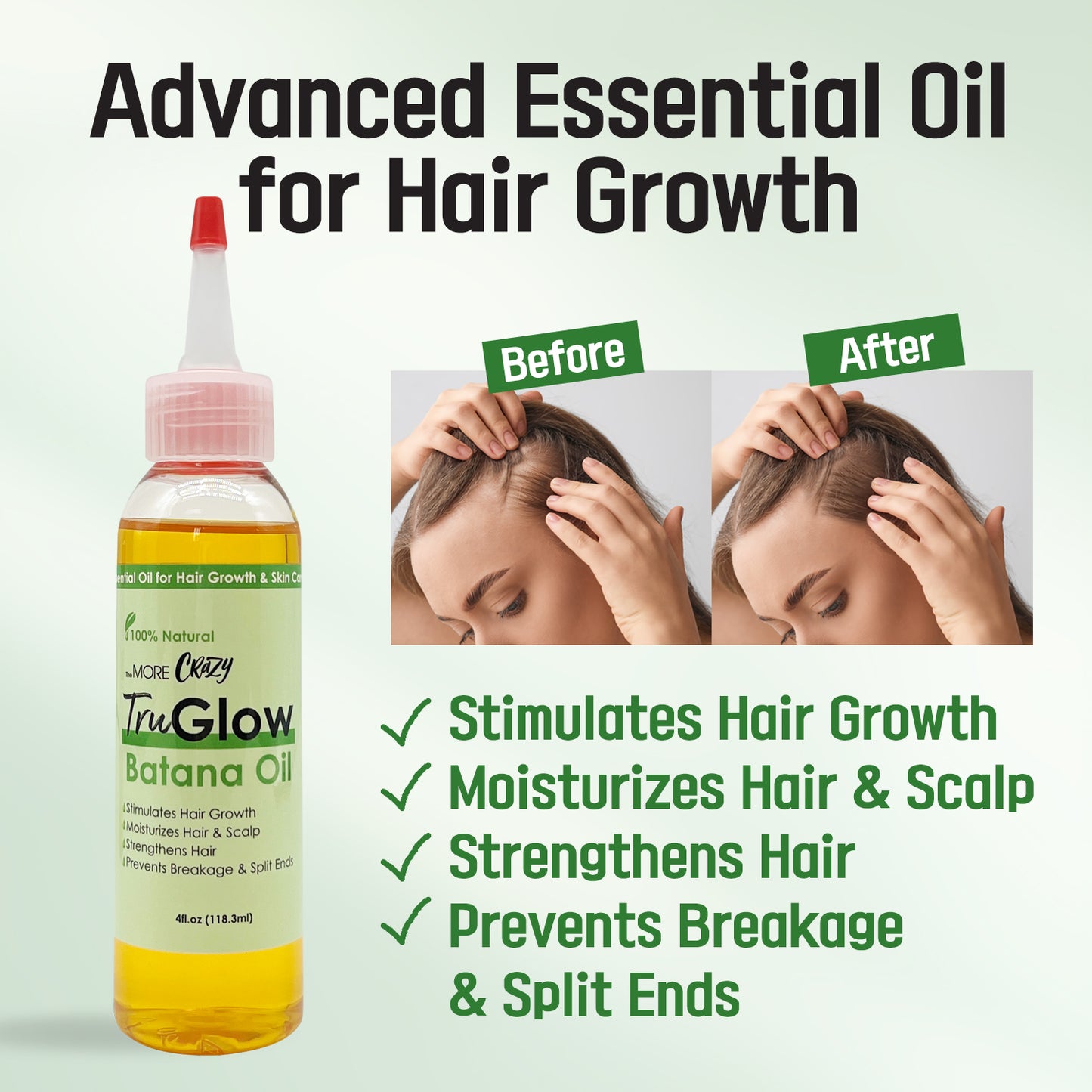 TruGlow 100% Pure Hair Growth Oil 4oz