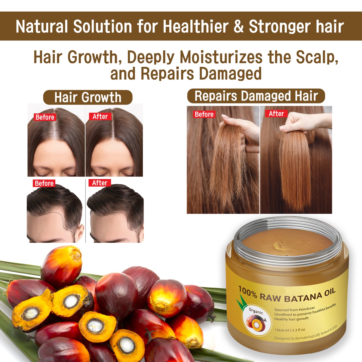 100% Raw Batana Oil by Dr. Sebi for Hair Growth 5.3oz